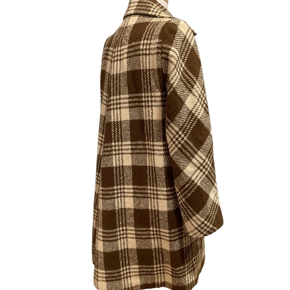 Vntg 50’s Gus Mayer Volup Brown Plaid Double-Breasted Pea Coat sz XL - Picture 4 of 11